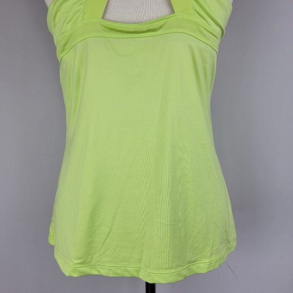 ASICS Neon Green Halter Racer Back Strappy Dry Built-in Bra Sports Tank Top L - Picture 7 of 13